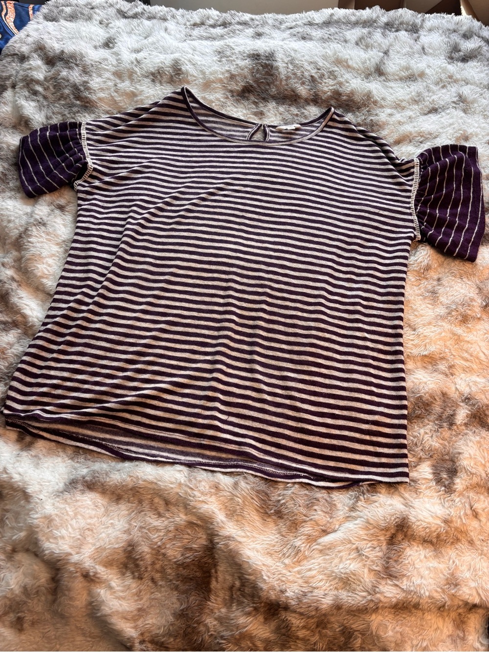 Terra & Sky Purple and White Striped Short-Sleeve Top